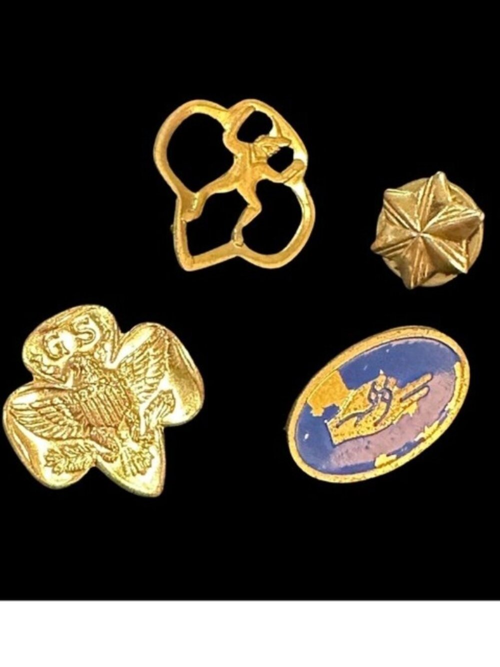 Vintage Girl Scouts & Brownie Pins Lot With Gold-Tone Finish And Blue Promise Pi